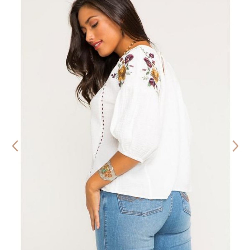 Embroidered Peasant Top